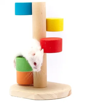 

Wooden Pet Hamster Mouse Mice Seesaw Sports Toy Porous Cage House Tunnel Tube Rat Small Pet Hide Play Toy Accessories