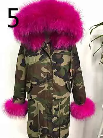 Hot Pink Fur Парка с воротником из натурального меха енота зимняя меховая куртка женская куртка женские парки зимняя куртка - Цвет: Hot Pink Fur