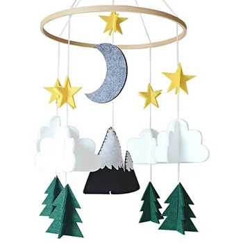 

Woodland Bedroom Starry Night Crib Mobile Wind Chimes Felt Baby Girls Nursery Decoration For Boys Handmade Play Hanging