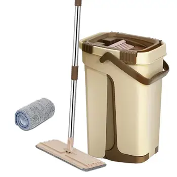 

Flat Mop Bucket Set Sturdy Retractable Rod 360 Degree Rotation Mop Set for Home Floor Cleaning tool