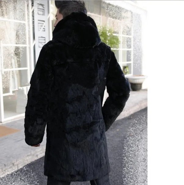 Jaqueta De Couro Masculina,, куртка из искусственного меха норки, пальто, 5XL, 6XL размера плюс, зимняя, теплая, Harajuku, с капюшоном, черная, верхняя одежда, XL669