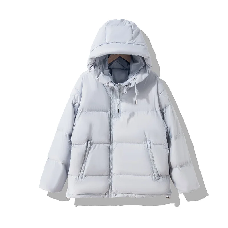 puffer coat with hood Korean version of 2021 warm down jacket women's winter short bread jacket small hooded thin white duck down coat jacket long puffer coat womens Coats & Jackets