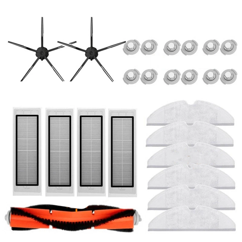 

-25Pcs Washable HEPA Filter Main Brushes Side Brush Parts for Xiaomi Roborock S5 Max S6 Vacuum Cleaner Accessories