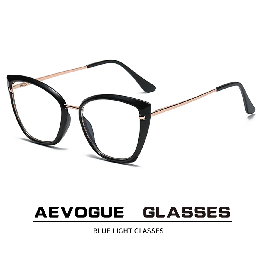 clear blue light glasses AEVOGUE Anti-Blue Glasses  Computer Mirror Metal Retro Glasses Frame Fashion Cat Eye Glasses  AE1037 blue light blocking reading glasses