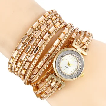 

New Style Women's Watch Quartz Watch Hot Sales Rectangular Man-made Diamond Watch Strap Suede Coiling Bracelet Watch