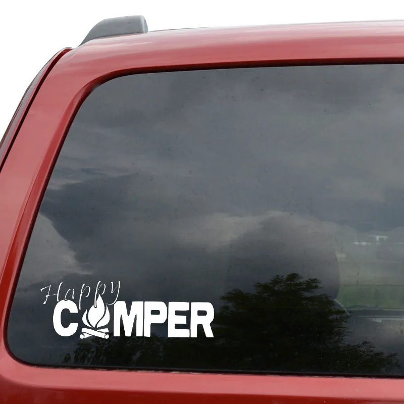 20X6.9CM HAPPY CAMPER огонь лагерь на открытом воздухе бампер Стикеры Автомобильная