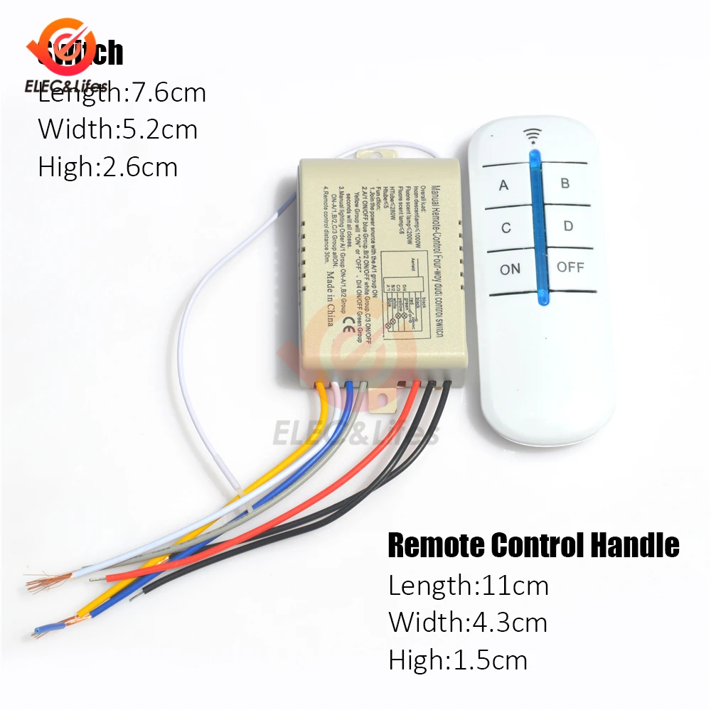 Dreamhall ON/OFF 220V Wireless Light RF Remote Control Switch and Receiver  Kit for Ceiling Lights, Fans, Lamps, No Wiring 1 Way 