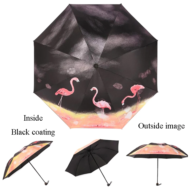 

oil painting cat pattern rain/ sun umbrella 3 Folding Thickening Anti UV fashion abstract art design women umbrella