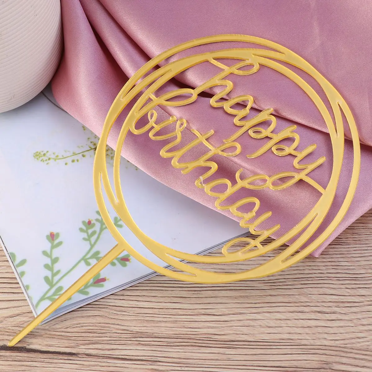 10pcs Acrylic Happy Birthday Cake Topper Round Fruit Muffin Cake Picks Cupcake Toppers Dessert Table Decoration Party Supplies