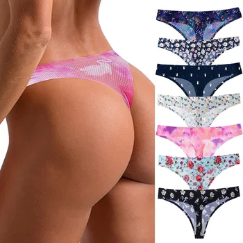 

Cotton Thongs Women Sexy V Waist G-String Comfortable Striped Thong Panties Women T-back Underpants M-XL Female Bikini