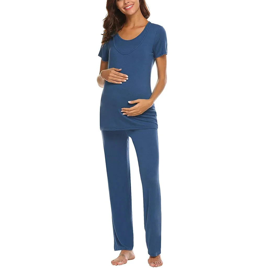 SAGACE комплект для беременных; костюм для кормящих мам; пижамы для беременных; одежда для сна для кормления грудью; хлопковые топы и брюки; комплекты с короткими рукавами