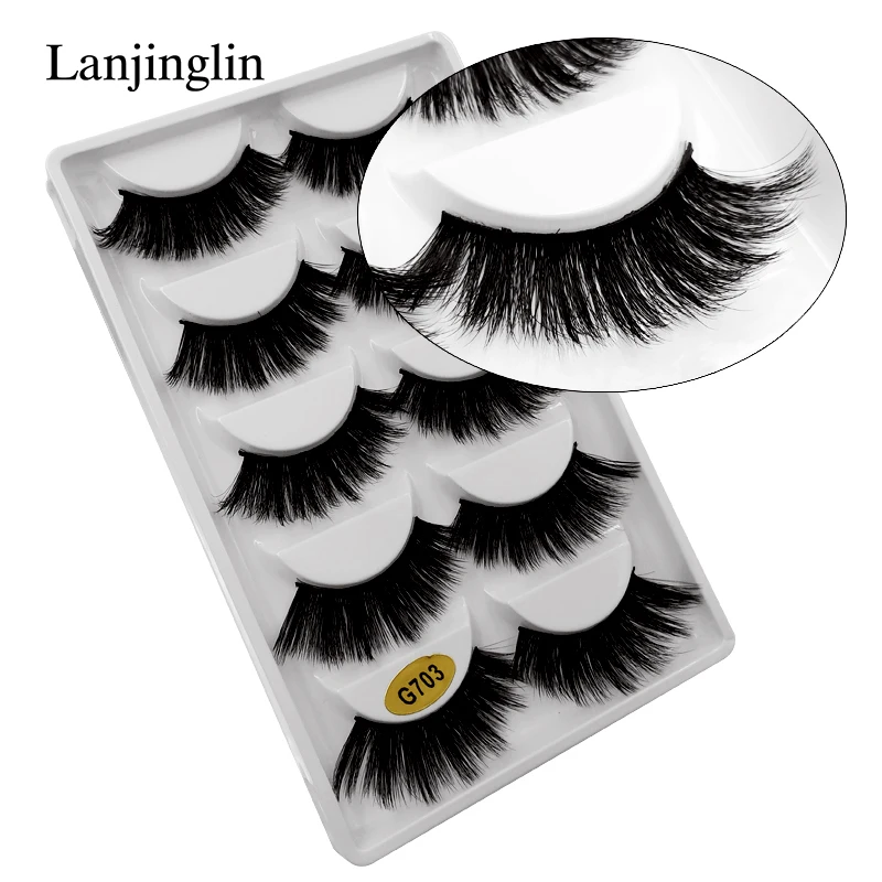 LANJINGLIN 100 пар 3d норковые ресницы накладные макияж натуральные Удлиненные