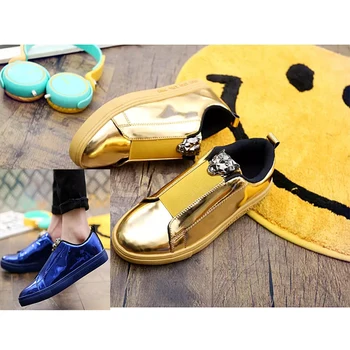 

2020 Men lion head loafer casual flats spring summer men oxfords lace up leisure all student patent leather shoes