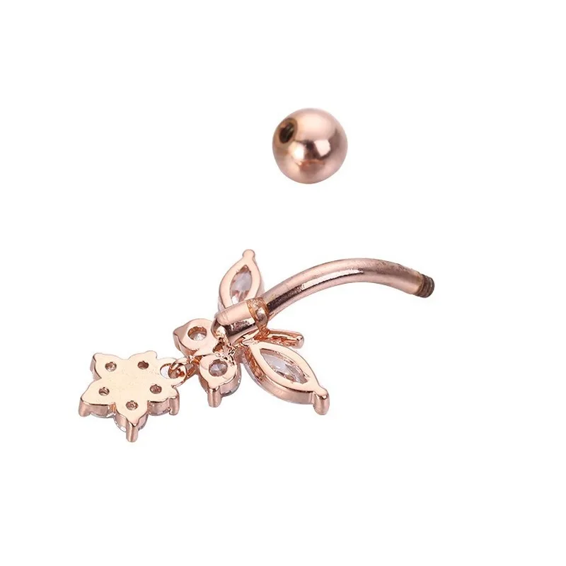 Belly Button Piercing Jewelry Butterfly Zircon Surgical Steel 1 pc