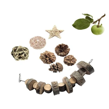 

Promotion! 8PCS Rabbit Pet Tooth Chew Toys Organic Natural Apple Wood Grass Cake perfect for Chinchilla Guinea Pigs Hamsters