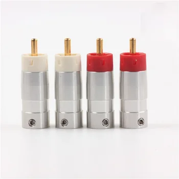 

High Quality Hifi DIY Gold Plated Tellurium Copper Plug connectors speaker RCA Plugs 9mm Star Line 2 pairs/4pcs