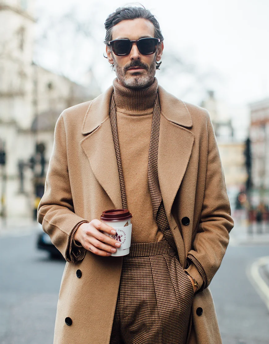 

Fall Winter Camel Mens Jacket Long Overcoat Double Breasted Loose Casual Specially Design Male Clothing Patch Pocketsmodify