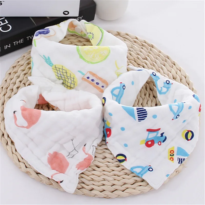 

Cotton Baby Bibs 8 Layers Girls Boys Bandana Bibs Triangle Feeding Burp Cloth Collar Scarf Newborn Baby Stuff