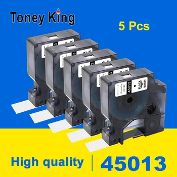 

Toney King 5PCS Lable Maker For dymo D1 Label Printer Tapes 45013 Black On White 7M Lable Tape Typewriter Machine For LM160 280