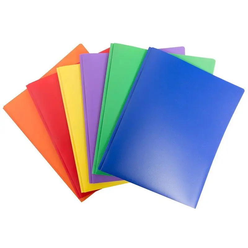 

6 Pack Multicolor Plastic Two Pocket Folders with Prongs Plastic Folders with 2 Pockets and 3 prongs for School, Home, and Work