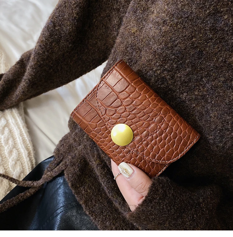 BXX Sac / Autumn And Winter Retro Crocodile Pattern Joker Solid Color Fashion Casual Tri-fold Use Wallet ZF224