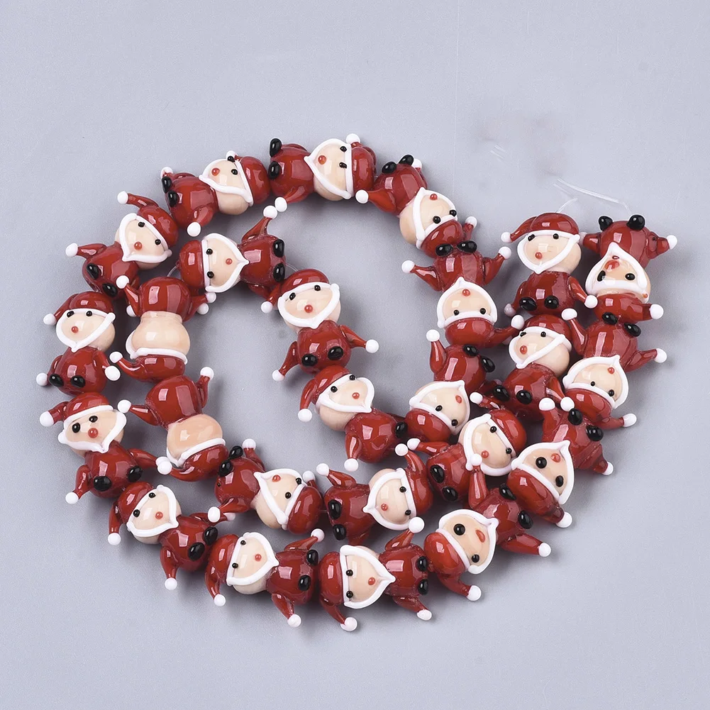 Christmas Theme Handmade Lampwork Beads Santa Claus/Snowman/Christmas Tree/Hat Bead Charm For Bracelet DIY Jewelry Making