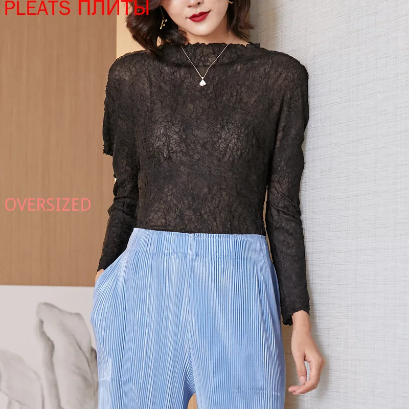 Miyake Peplum Top Women's Autumn New Trendy Semi