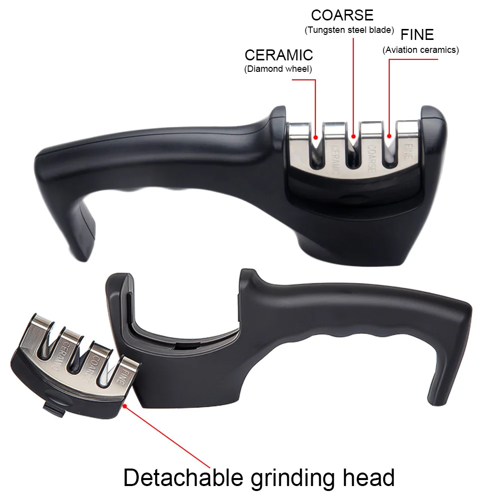 3 этапа Профессиональный Ножи точилка Ножи шлифовальная машина силиконовым противоскользящим покрытием ножей, точильный камень, Вольфрам алмаз Керамика точилка инструмент