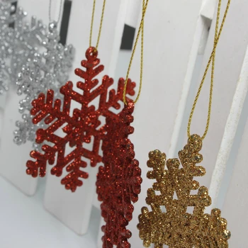 

6PCS Christmas Snowflakes White&Golden PVC Pendants Ornaments Craft Xmas Tree Ornament Christmas Party Decorations Kids Gift