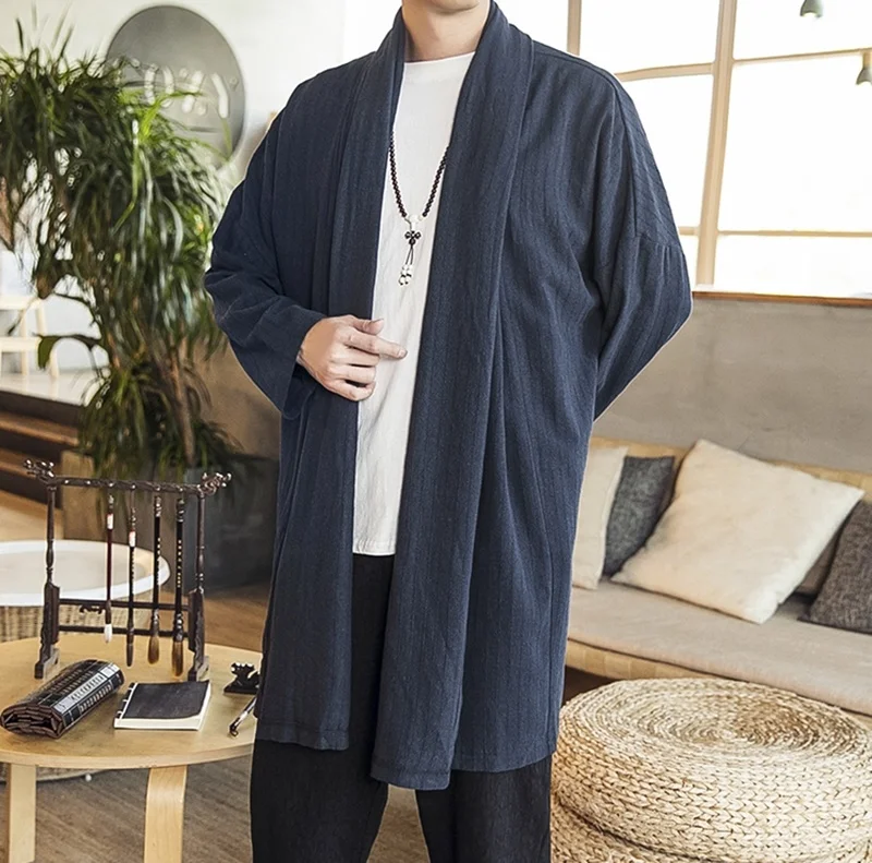 Мужская длинная рубашка китайская Восточная одежда мужская одежда кунг-фу китайская куртка кардиган традиционная китайская одежда для мужчин KK2984 - Цвет: 3