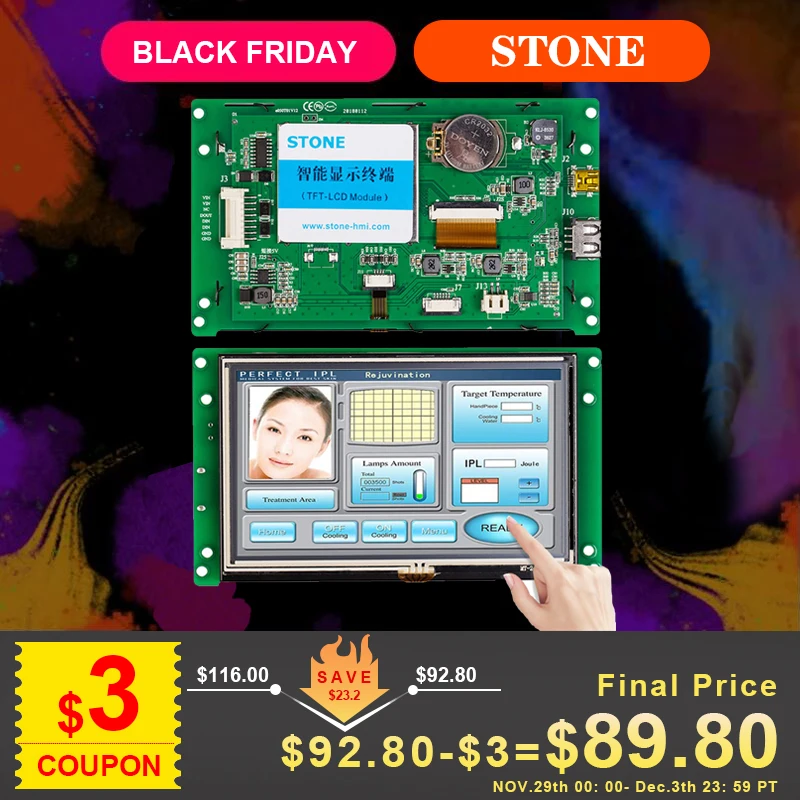 5 inch 16:9 Scale LCD with drive PCB board and CF card & SD socket