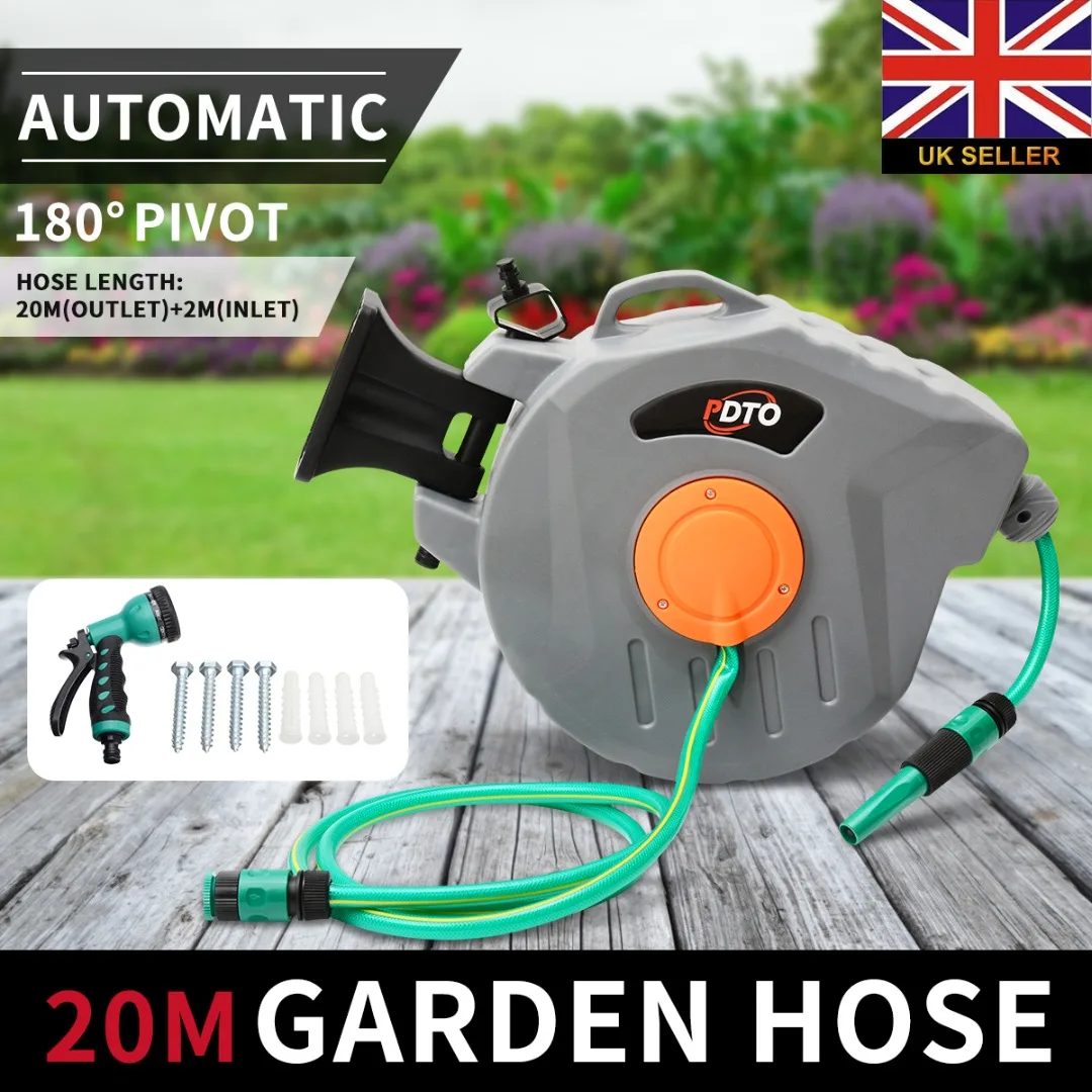 

20M Garden Hose Automatic Rewind Retractable Wall-Mounted Hose Reel Spray Tool Universal Car Washer Flexible Garden Air Hose
