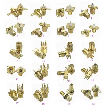 

10Pcs SMA Male Plug & Female jack Bulkhead & Flange Solder Panel Mount & PCB Mount RF Adapter connector