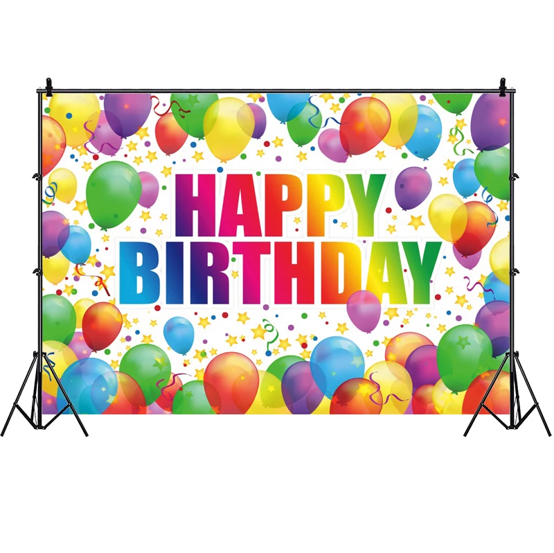 LYLYCTY Happy Birthday Backdrop for Kids 7x5ft Photography Background Baby Shower Birthday Party Black Backdrop Banner Photo Booth Studio Props BJQQLY189