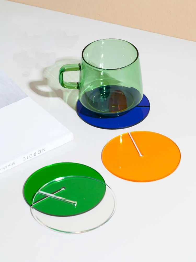 아크릴 코스터 절연 패드 크리 에이 티브 라운드 커피 컵 매트 다기능 홈 장식 차 홀더 플라스틱 미끄럼 방지