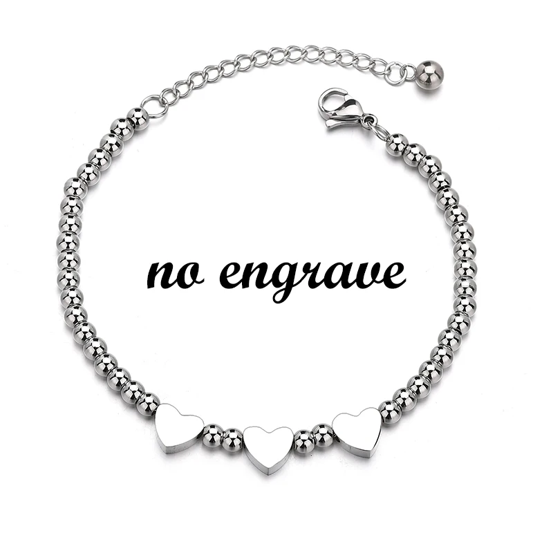 Nextvance персонализированное имя, дата браслет в форме сердца из нержавеющей стали гравировальный браслет из бисера для женщин девушка подарок на день рождения DIY - Окраска металла: No engrave