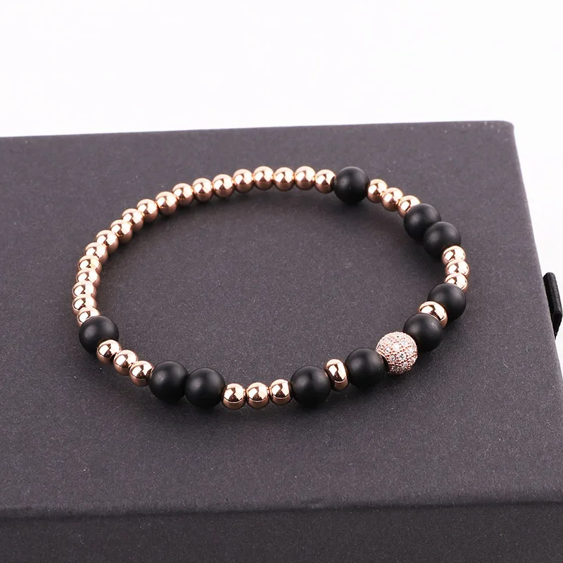 New Fashion Stainless Steel Beads CZ Pave Ball Charm Elastic Beads Bracelet For Women Jewelry Gift - Image 6