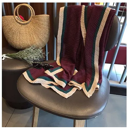 

J1302 Summer Scarf Female Han Fan Press Fold Elastic Dual-Use Sunscreen Cotton and Hemp Shawl Holiday Beach Scarf