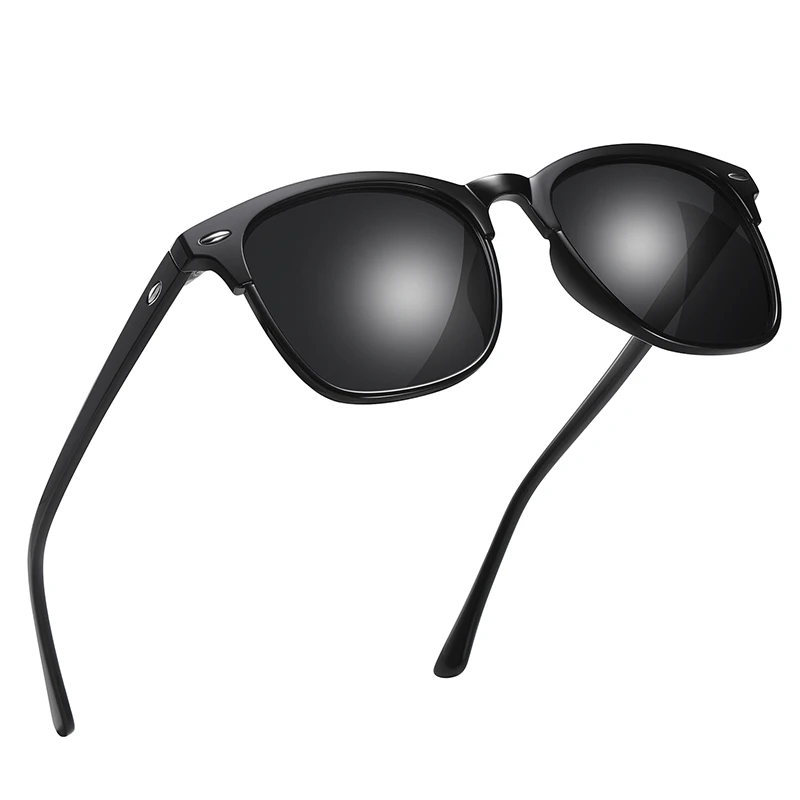 C1Bright black AOFLY брендовые дизайнерские Квадратные Солнцезащитные очки мужские Поляризованные новые винтажные зеркальные солнцезащитные очки для женщин мужские zonnebril heren UV400 - Цвет линз: C1Bright black