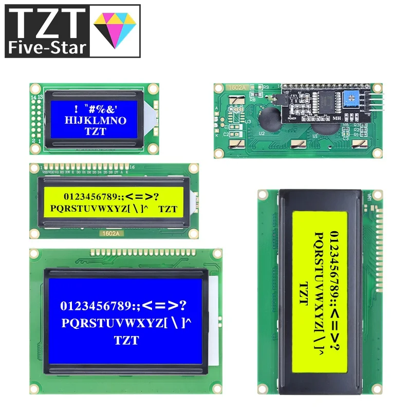 LCD Modul Blau Grün Screen Für Arduino 0802 1602 2004 12864 LCD Charakter UNO R3 Mega2560 Display PCF8574T IIC I2C interface