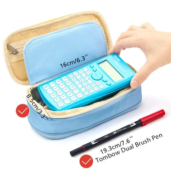 

SHUJIN Large Capacity Pencil Bag Makeup Pouch Durable Students Stationery Bag With Double Zipper Oxford Fabric Storage Bags
