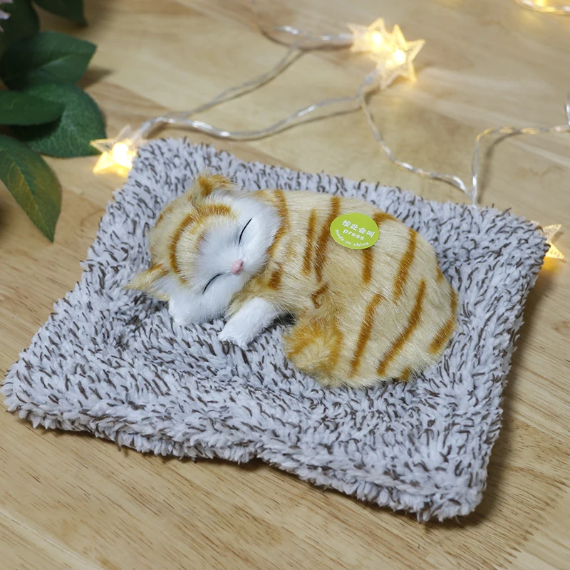 Car Ornament Simulation Sounding Sleeping Cats Plush Toy Birthday Christmas New Year Gift  Kids Boys Girls 4