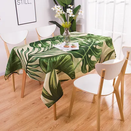 

Geometry Tropical Plant Pattern Cotton Linen Waterproof Tablecloths Decorative Home Decor Table Cloth High Quality Tablecloth