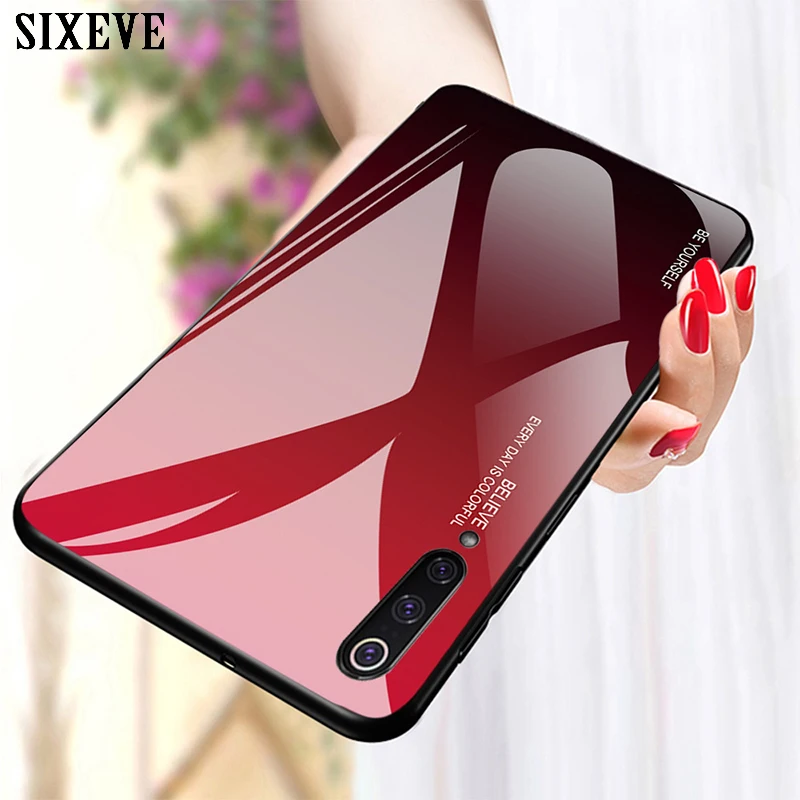 

Luxury Tempered Glass Cell Phone Case For Xiaomi Redmi 5 Plus 6A Mi 8 9 Mi8 Mi9 Gradient Aurora Protective Back Cover Bumper