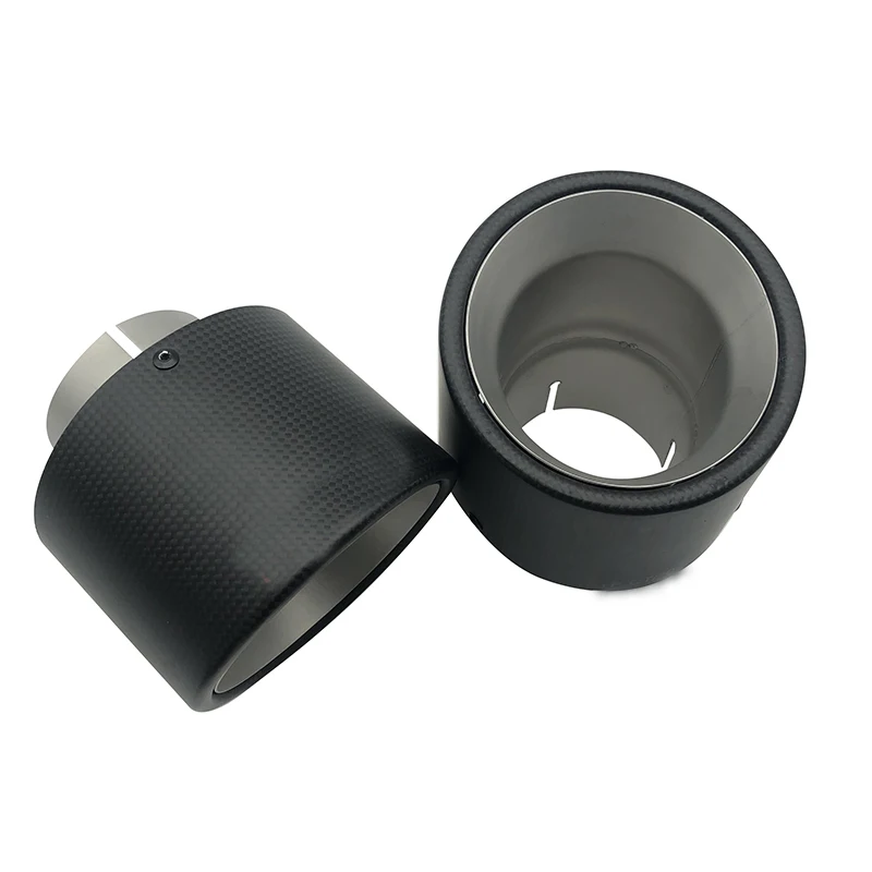 

101mmCar exhaust horn mouth outlet frosted carbon fiber exhaust nozzle120mm long stainless steel general muffler tipexhaust pipe