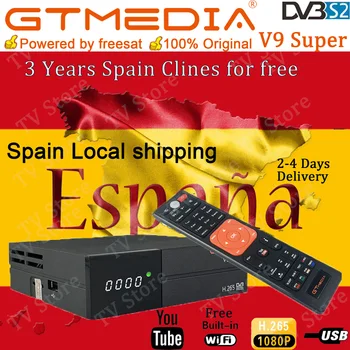 

1080P DVB-S2 GTmedia V9 Super 3Year Free Europe Cline Spain Portugal Satellite TV Receiver Same GTmedia V8 Nova Freesat V9 Super
