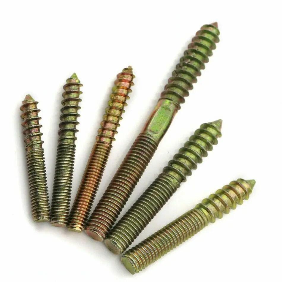 M6 M8 Hanger Bolts Double Ended Thread Lag Screws Wood Screws  Furniture Fixing Self Tapping Screws Color Zinc Plated