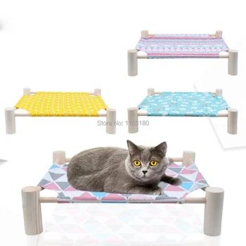 

1 piece/lot No Smell Wood Canvas Cat Lounge Bed House Cat Bed for Small Dogs Rabbit Cats Durable Canvas Pet Supplies