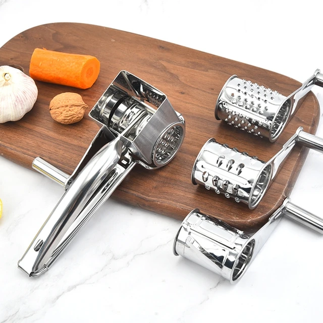 Stainless Steel Manual Rotary Cheese Grater Cutter Ginger Slicer Garlic  Shredder