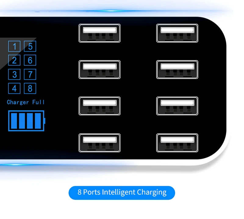 AIXXCO 8 портов USB Автомобильное зарядное устройство светодиодный цифровой дисплей Быстрая зарядка для iPhone 11 Pro Max samsung Автомобильное зарядное устройство для телефона